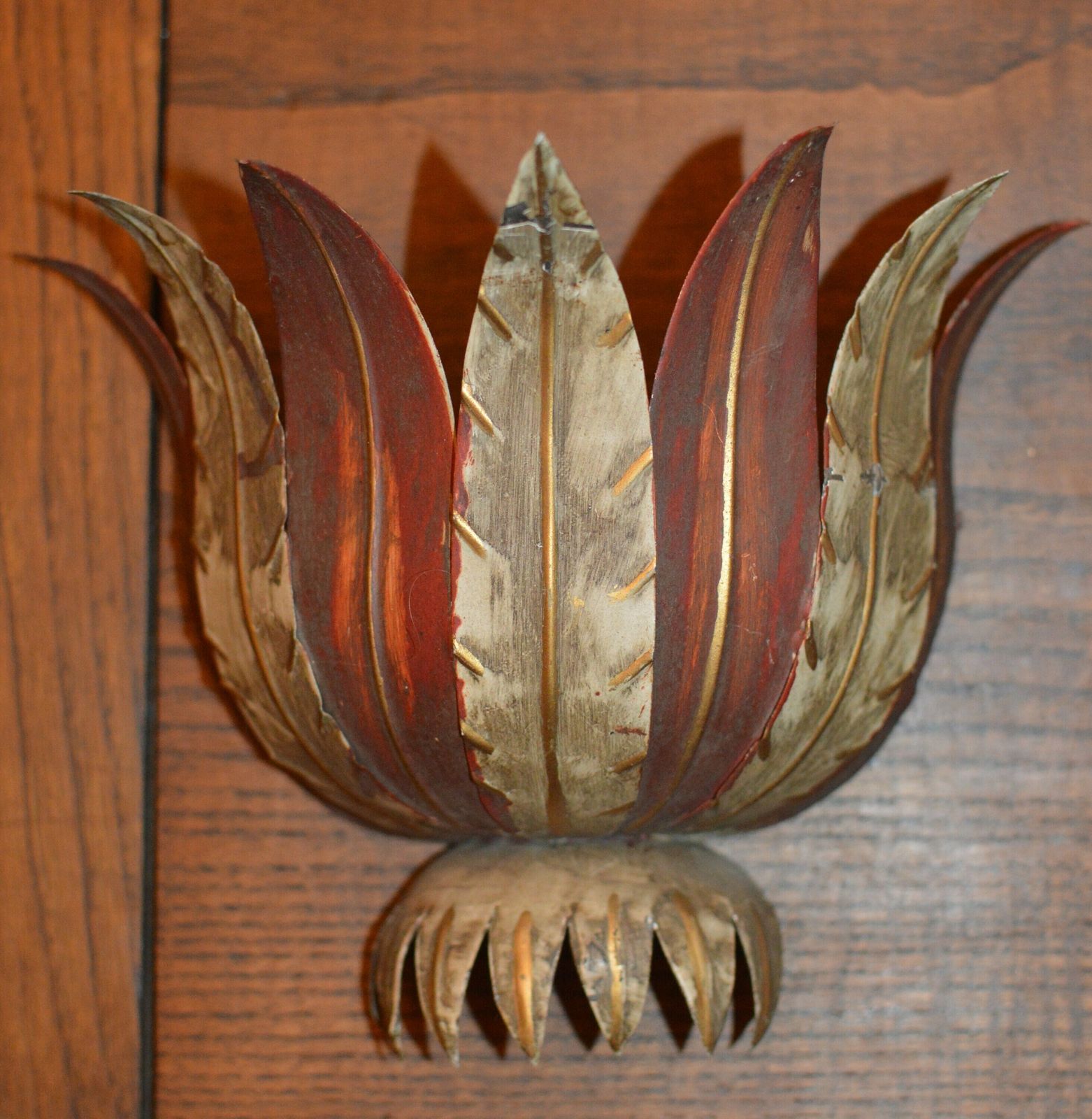 Pair Of Vintage French Lampshade, Wall Light Fixture, Leaves 1940. Rare