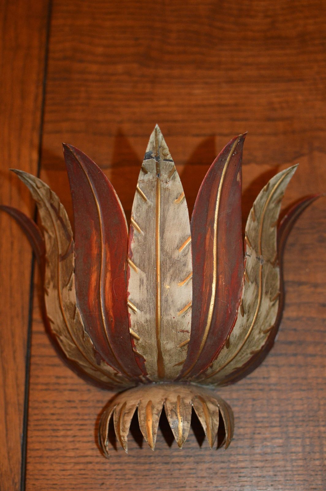 Pair Of Vintage French Lampshade, Wall Light Fixture, Leaves 1940. Rare photo vinterior
