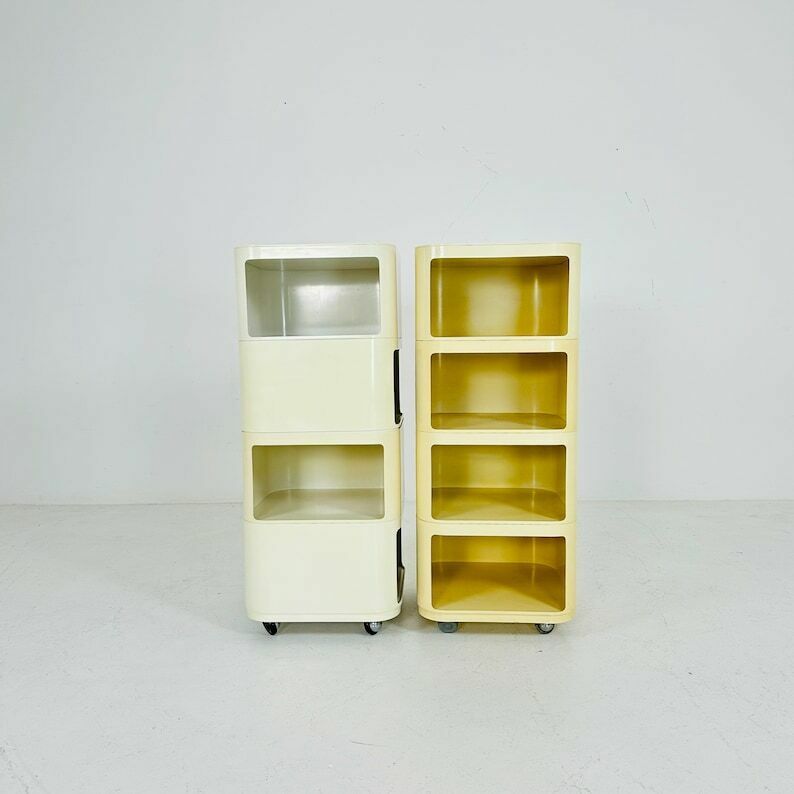 Set Of 2 Componibili Square 4 Parts Serving Trolley By Anna Castelli For Kartell   Italy 1960s photo furniture