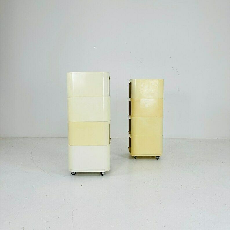 Set Of 2 Componibili Square 4 Parts Serving Trolley By Anna Castelli For Kartell   Italy 1960s photo for sale