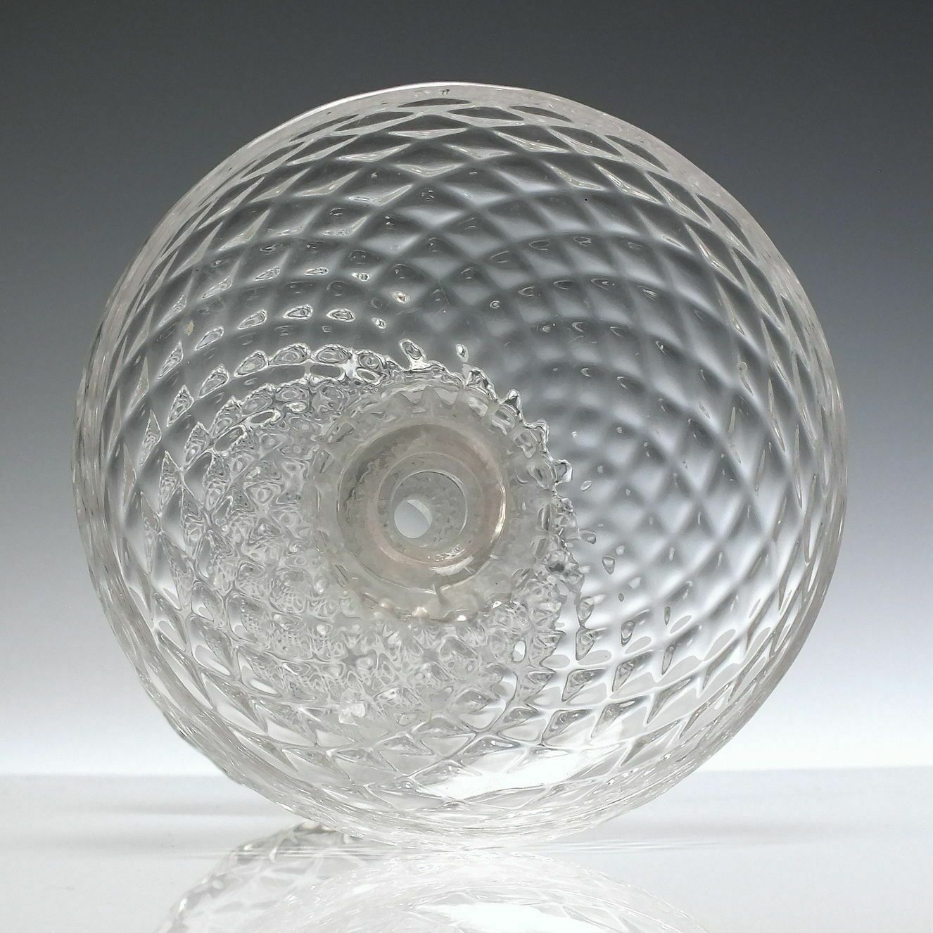 Georgian Nipt Diamond Waies 'Wet' Sweetmeat Glass C1750 photo for sale
