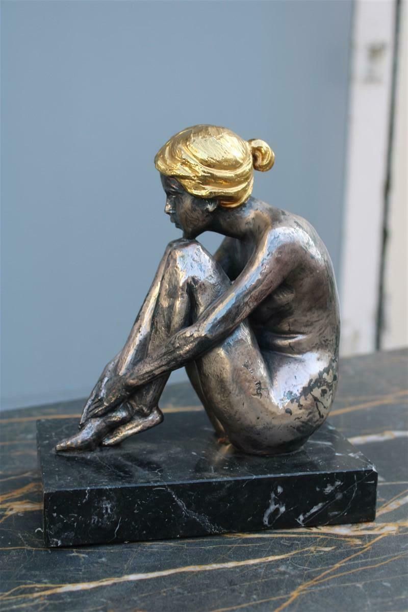 Sculpture Of Womanin Silver Foil And Gold Italy 1970s Guido Mariani photo vinterior