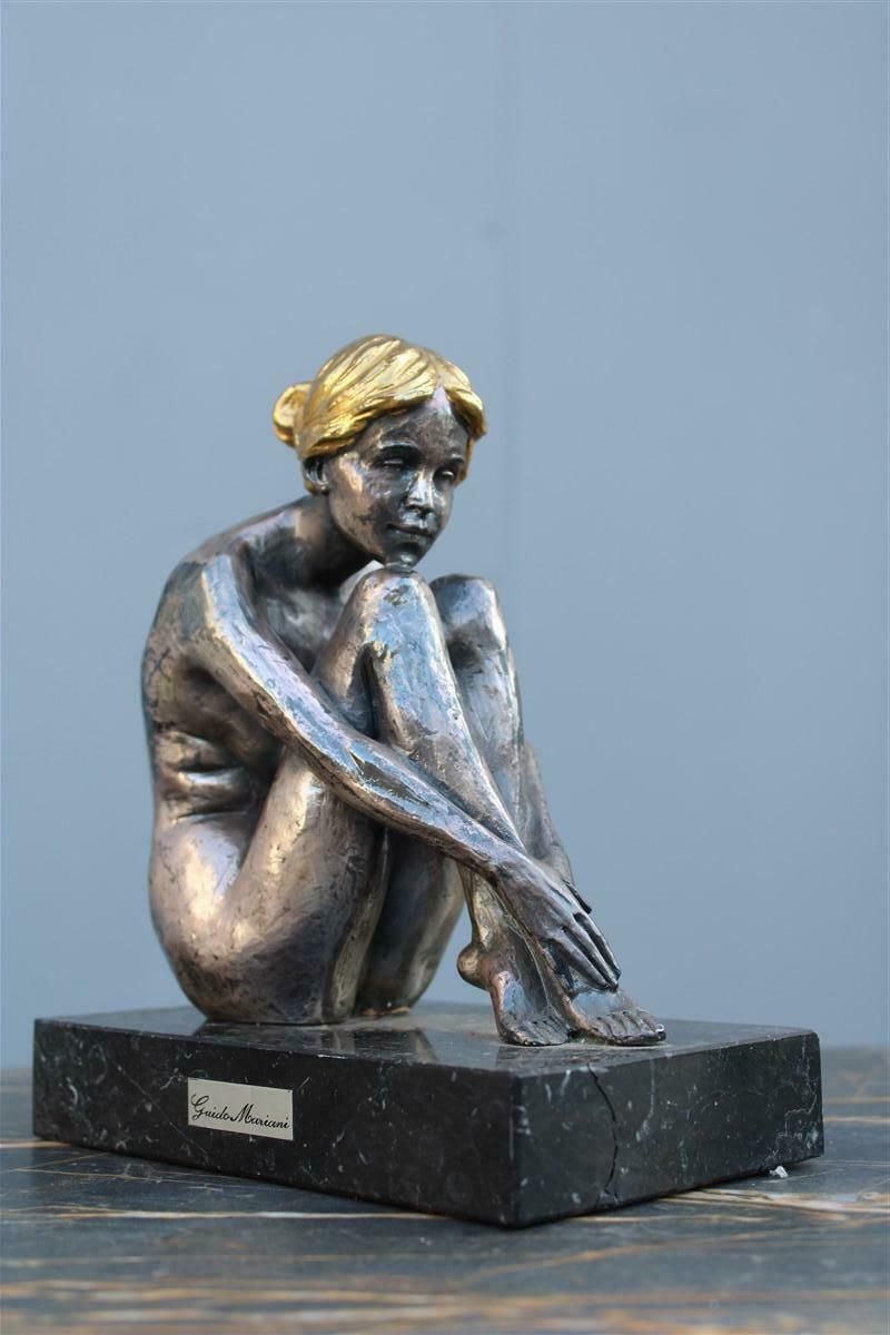Sculpture Of Womanin Silver Foil And Gold Italy 1970s Guido Mariani photo vintage