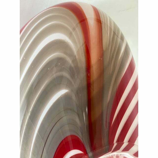 Contemporary Abstarct Vase In Milky White Murano Style Glass With Red And Beige Reeds photo Home Decor