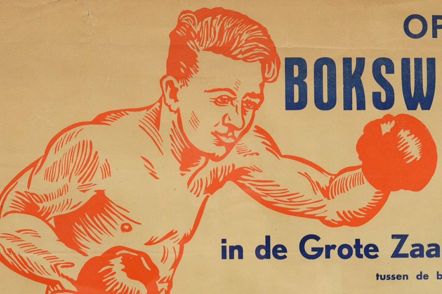 Boxing Match Poster, 1940s, Vintage photo furniture