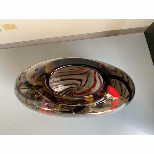 Abstract Vase In Fumè Murano Glass And Red Reeds photo furniture