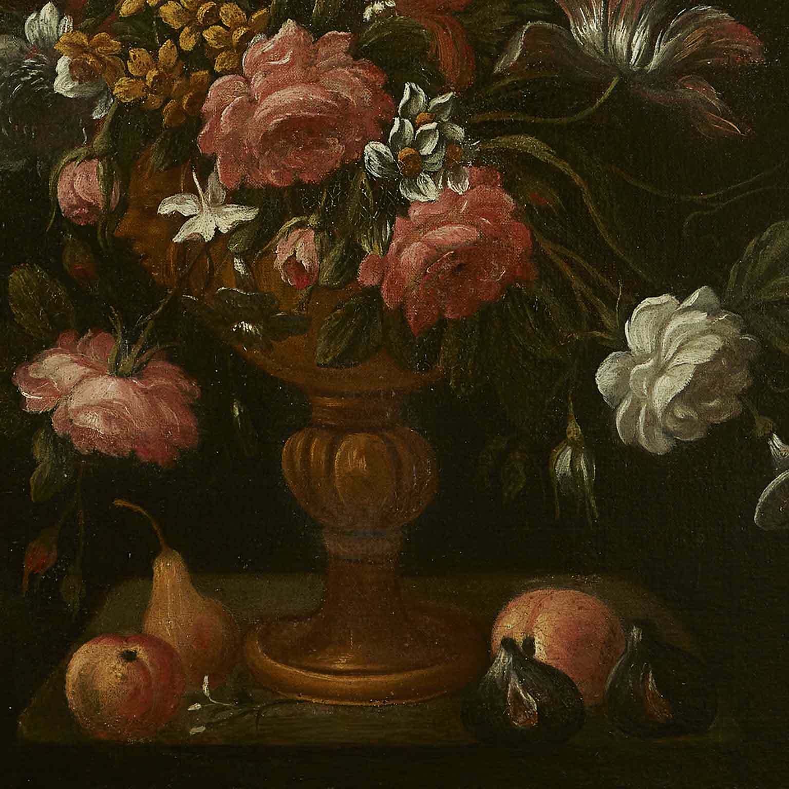 Pair Of Still Lifes Of Flowers From The 1600s photo vintage