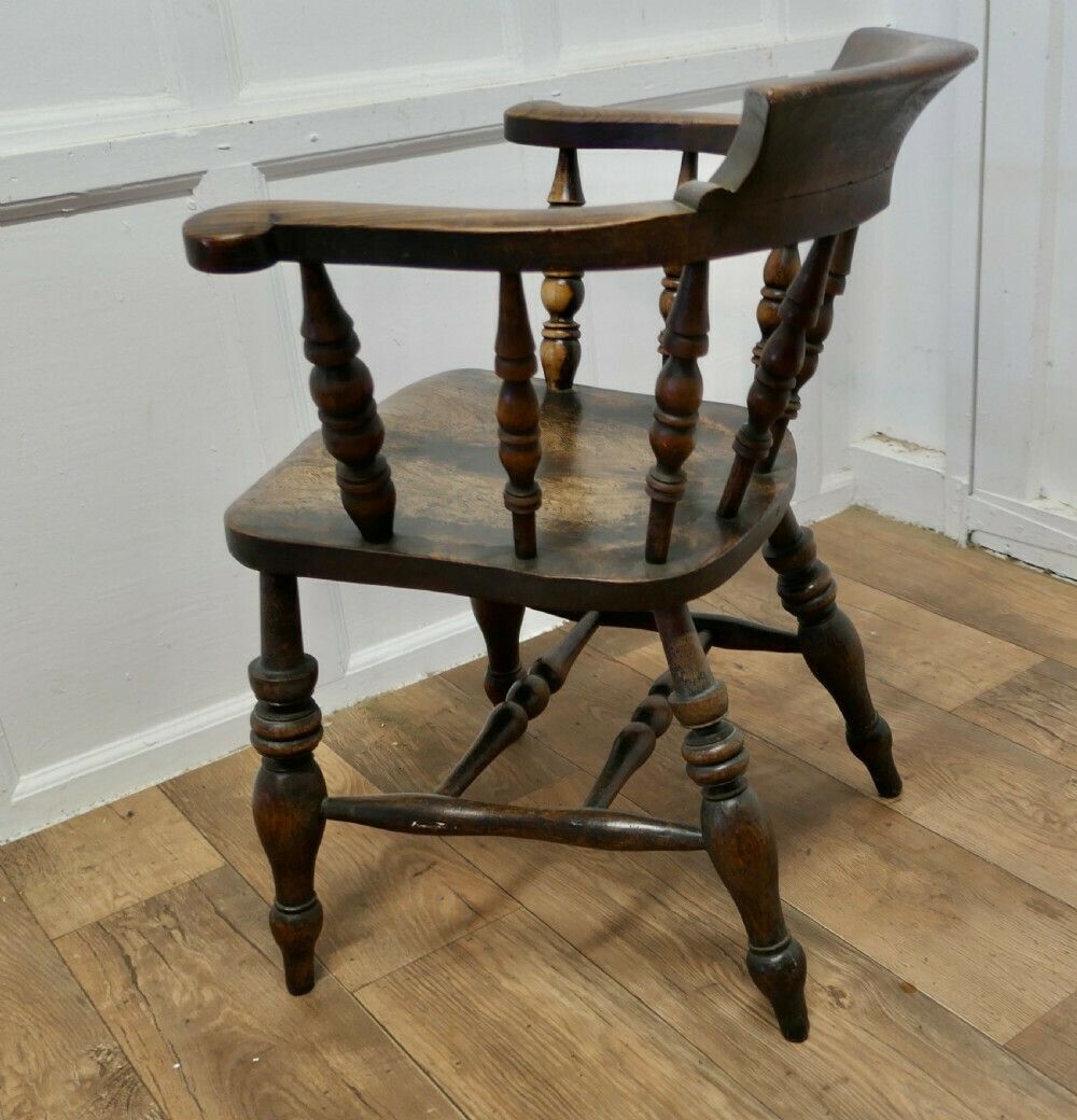 Furniture Set Of 6 English Oak And Elm Windsor Carver Chairs photo