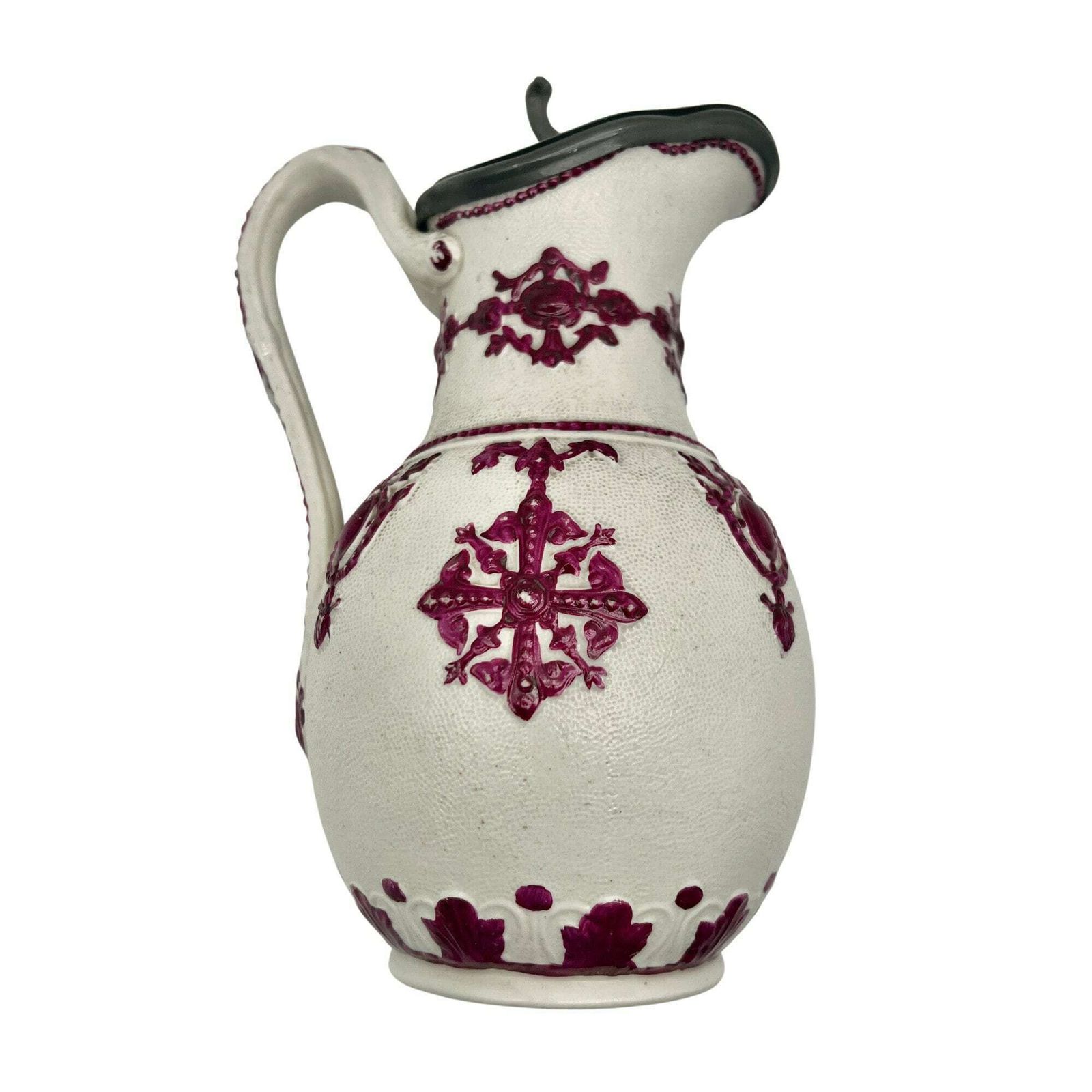 Antique Victorian Stoneware Jug With Pewter Lid   Ironstone   Syrup Jug   Pitcher   James Dixon & Sons   1854   Kitchenalia