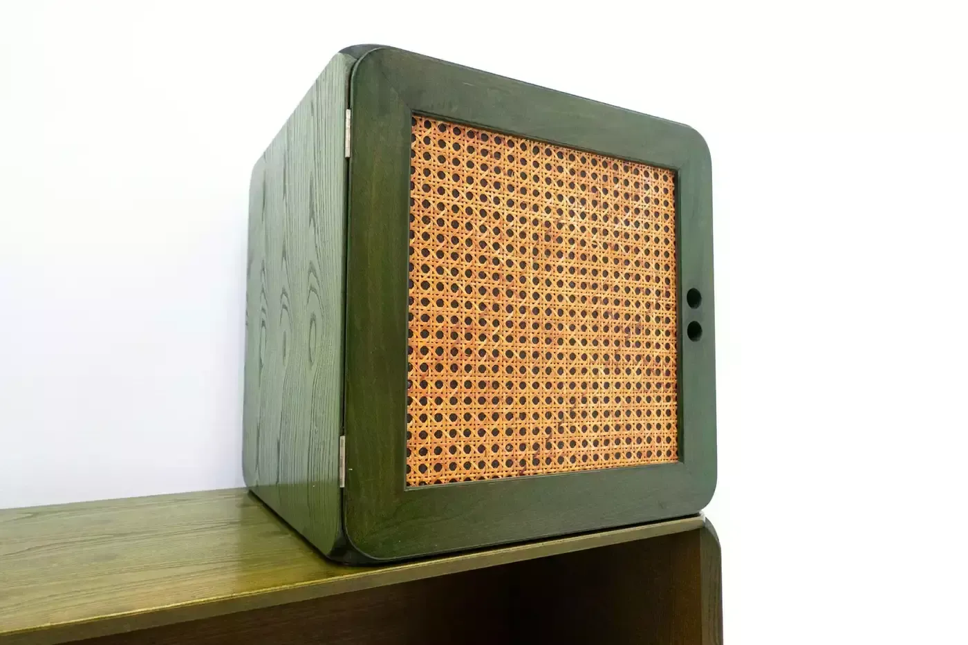 Mid Century Set Of Modular Green Wooden Cubes By Derk Jan De Vries, 1960s photo vinterior
