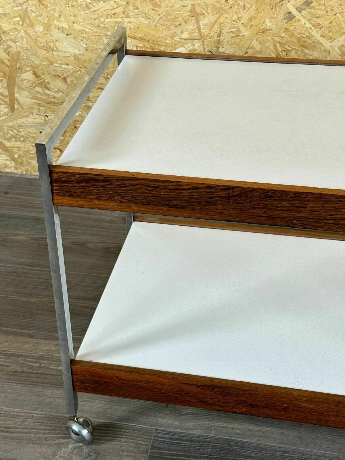 60s 70s Serving Trolley Dinette Made Of Teak & Chrome Danish Modern Design photo Furniture