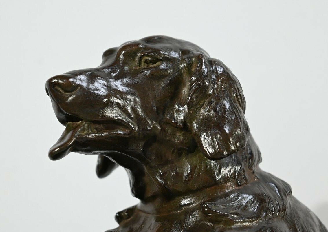 Bronze “The Dog With The Hare”, Signed Je. Masson – Early 20th Century photo vintage