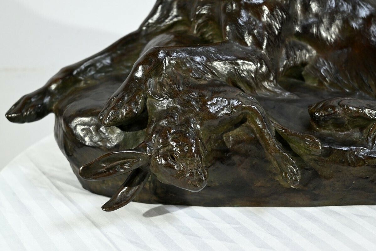3858.3467742599996 Bronze “The Dog With The Hare”, Signed Je. Masson – Early 20th Century photo