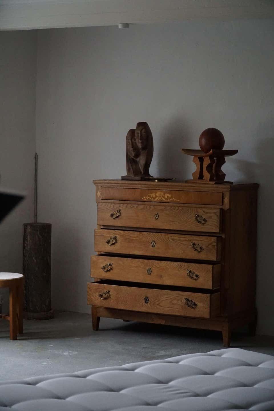 Antique Danish Chest Of Drawers In Oak, Made In Late 18th Century, Louis 16 photo buy