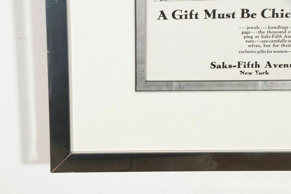 Framed Art Deco Saks Fifth Avenue Advertising Print C.1930 photo vinterior