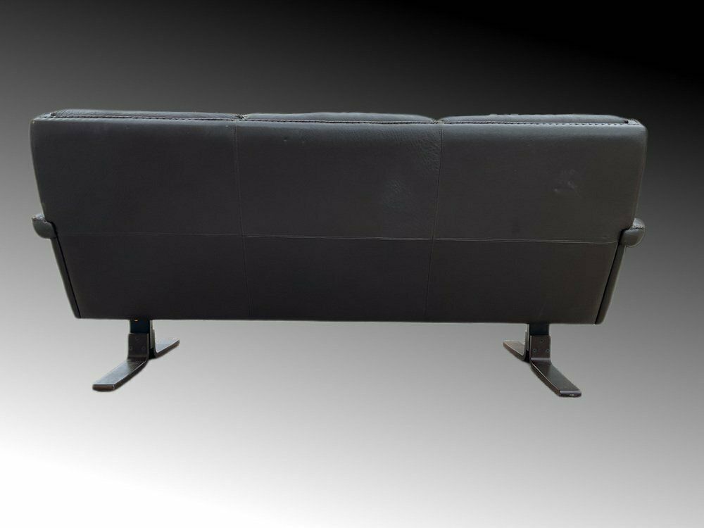 photo vintage Mid Century Swedish 3 Seater Leather Sofa By Arne Norell, 1970s