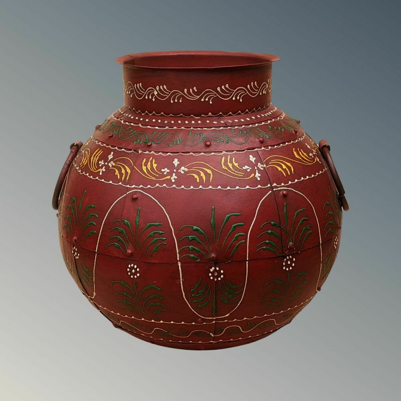 Large Pretty Hand Painted Indian Ironwork Planter