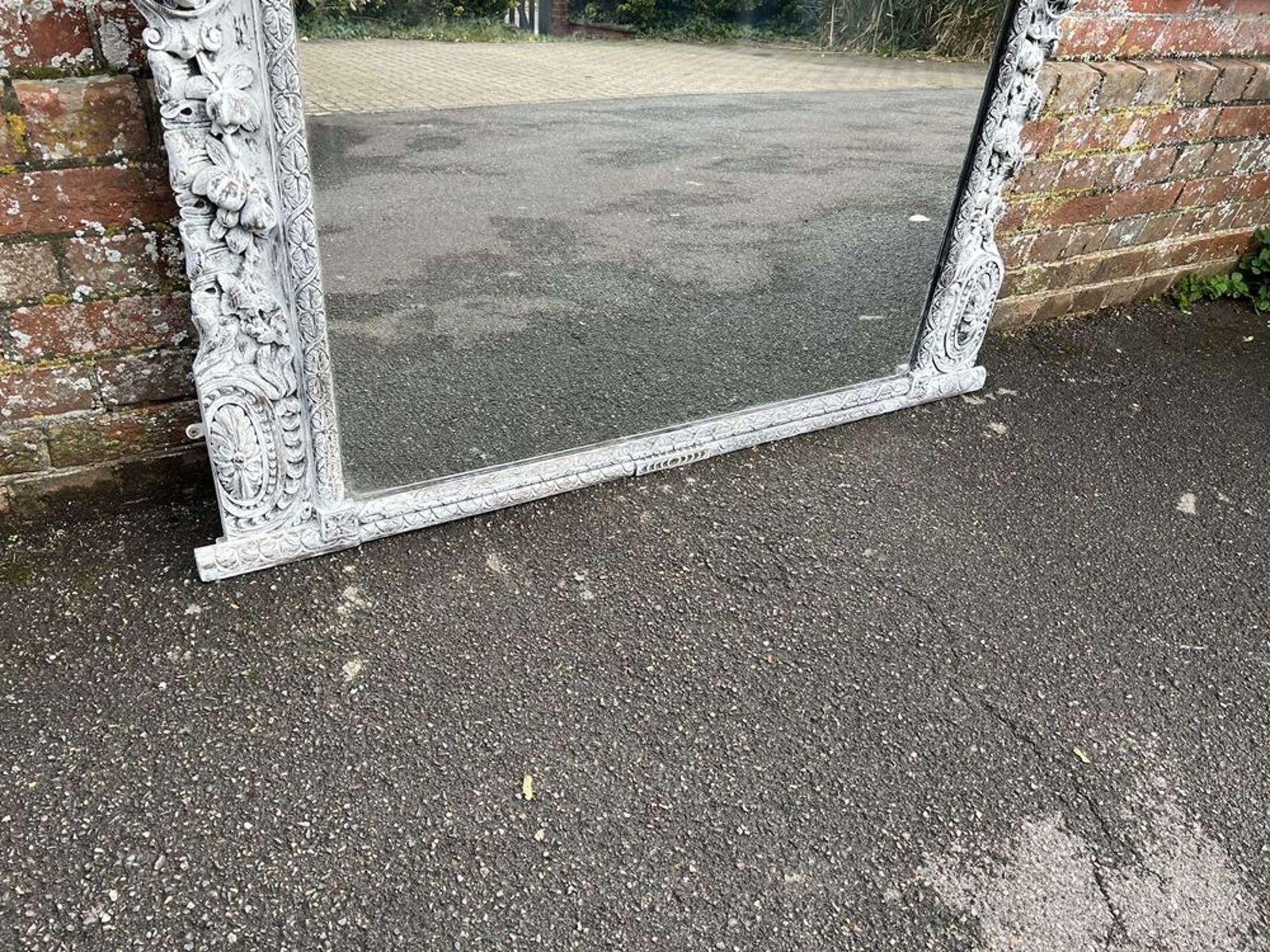An Exceptional Large Antique English 19th C Painted Overmantle Mirror photo 2495.0