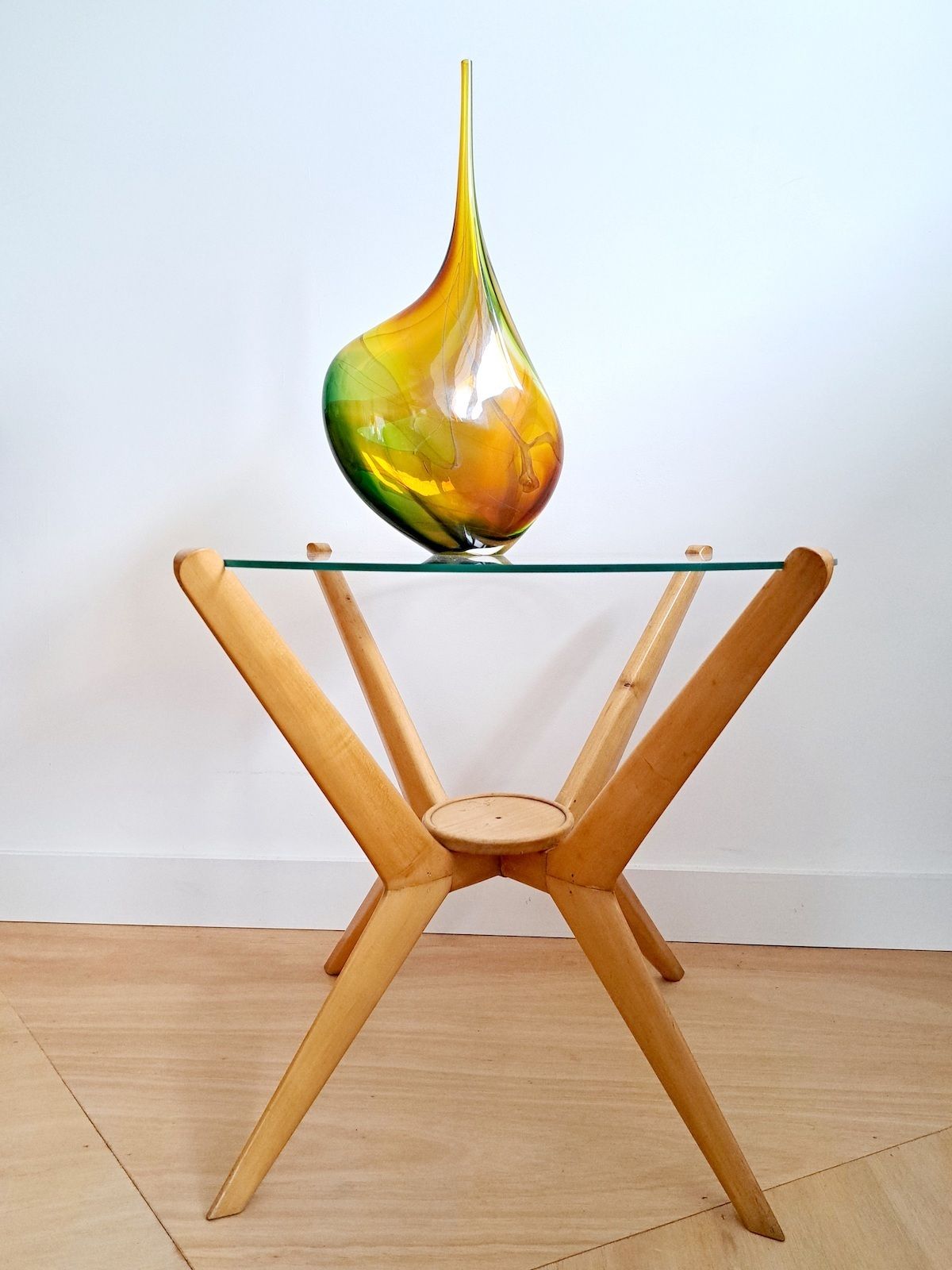 Calo Di Carli Circular Coffee Table With Glass Top, 1950, Italy photo Furniture