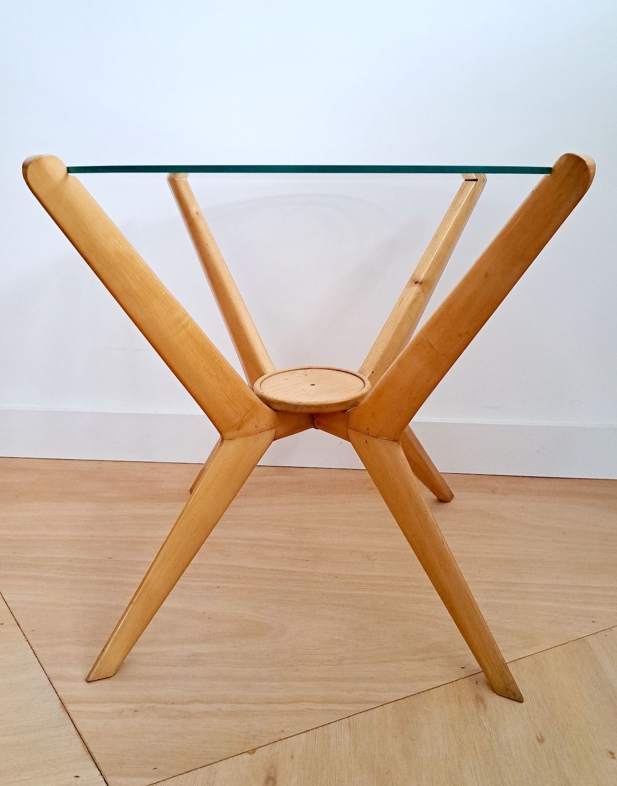 Calo Di Carli Circular Coffee Table With Glass Top, 1950, Italy photo buy