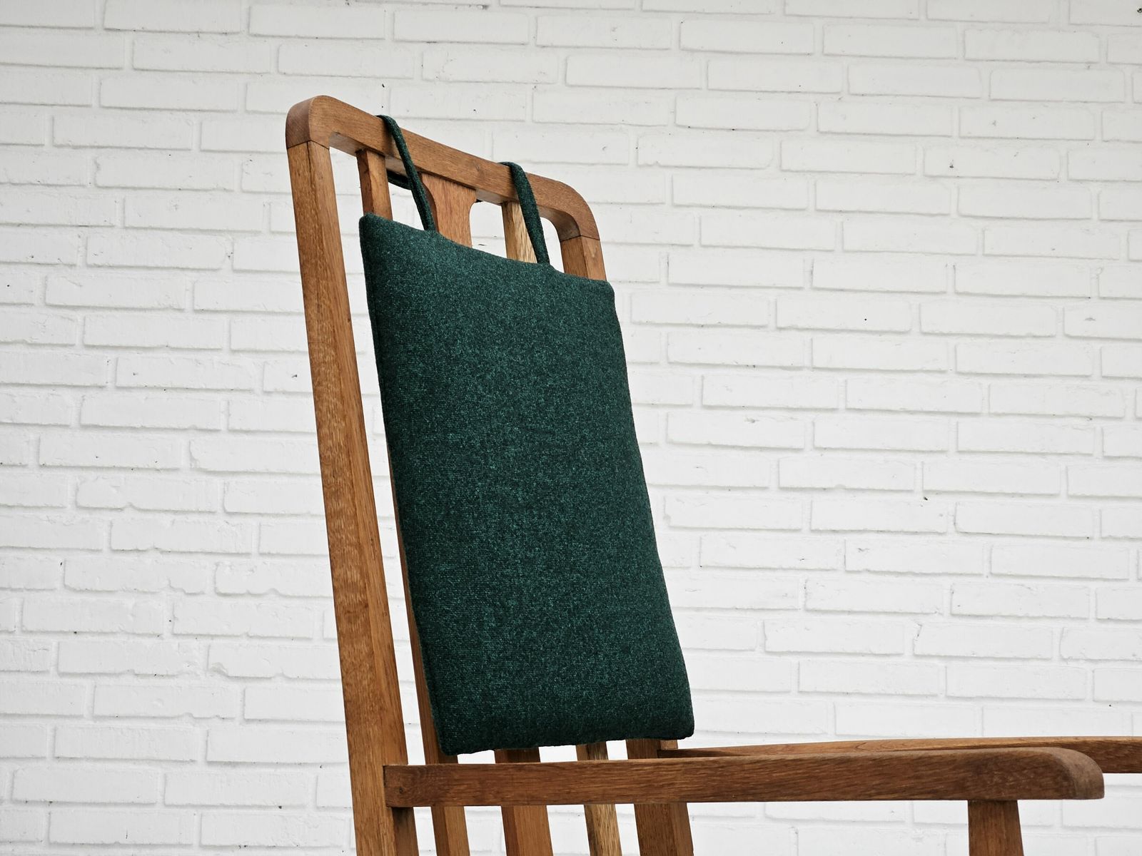 1950 60s, Reupholstered Danish Highback Rocking Chair, Kvadrat Furniture Wool. photo Furniture