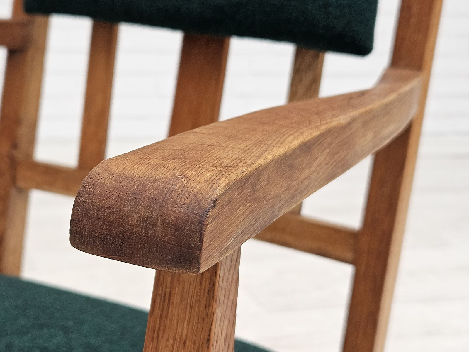 photo buy 1950 60s, Reupholstered Danish Highback Rocking Chair, Kvadrat Furniture Wool.