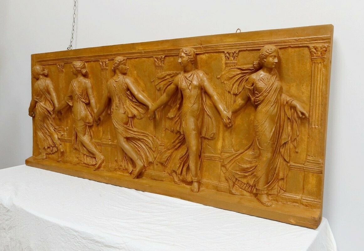 High Relief Plaster Sculpture, “Dancers Of Borghese” – 19th Century photo furniture