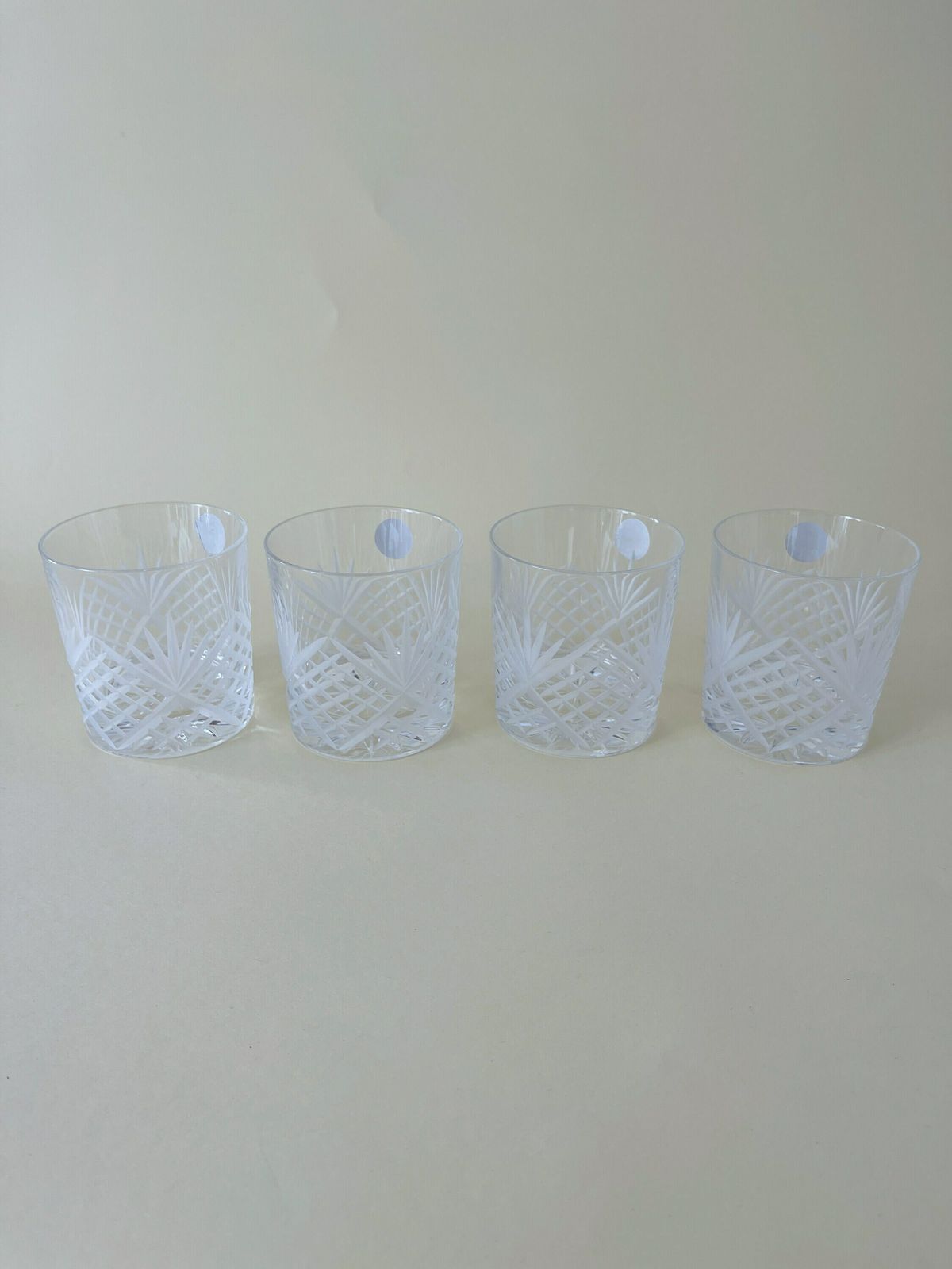 Set Of 4 Vintage Crystal Whiskey Glasses. Crystal De France Bar Glass Set photo furniture