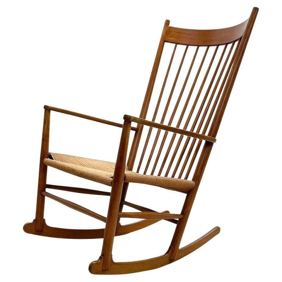 Mid Century Modern Scandinavian Rocking Chair Model J16 By Hans Wegner, 1960s