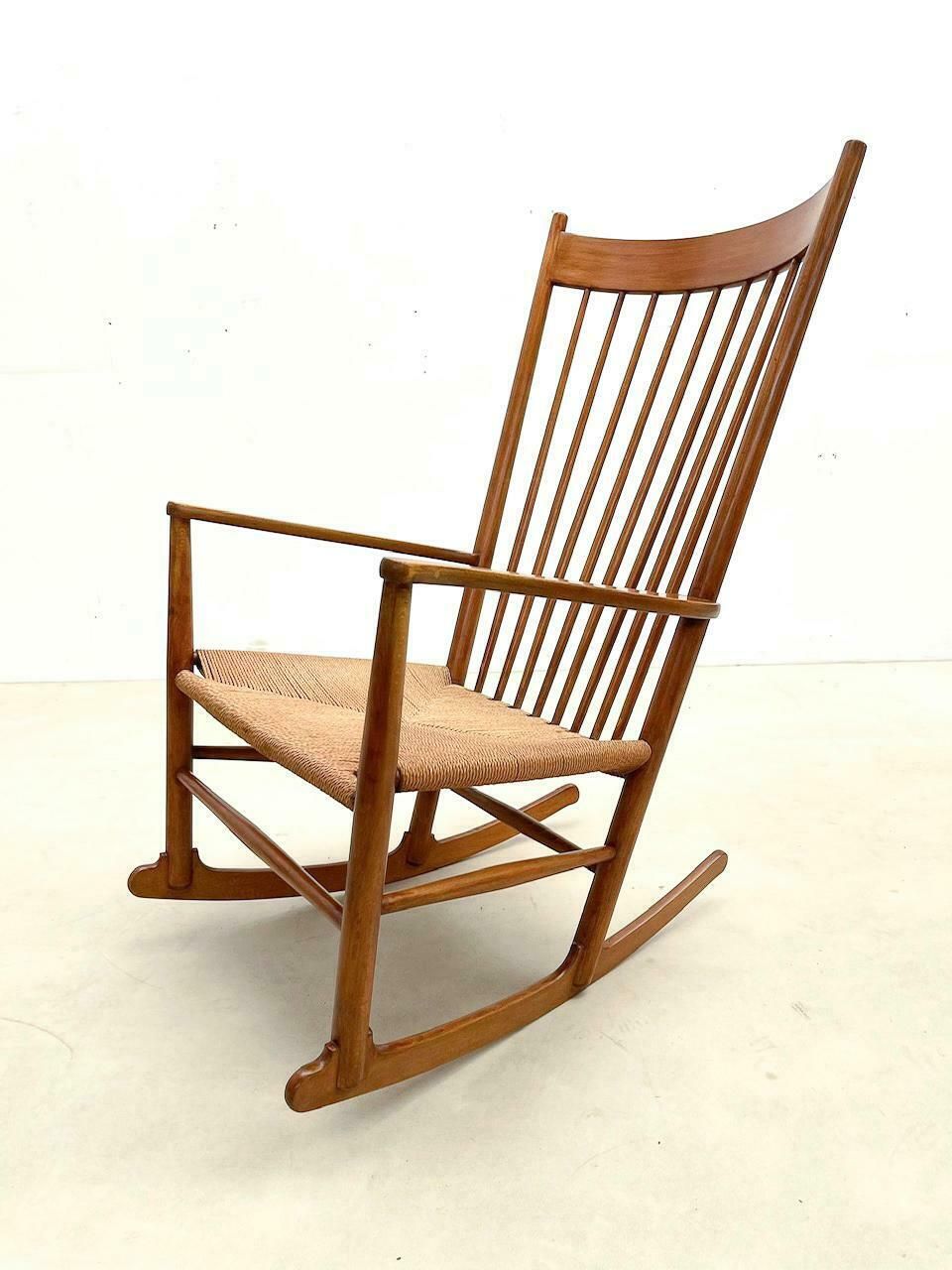 Mid Century Modern Scandinavian Rocking Chair Model J16 By Hans Wegner, 1960s photo Furniture