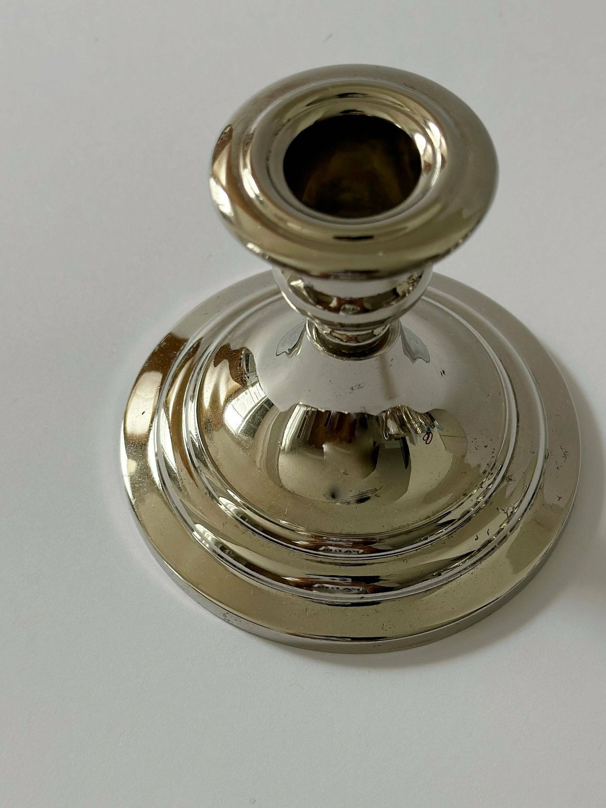 Vintage Silver Coloured Candleholder Set With 6 Candles. Metal Candlestick Holder.