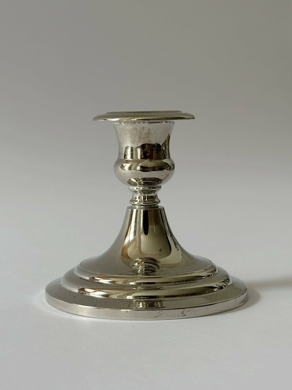 Vintage Silver Coloured Candleholder Set With 6 Candles. Metal Candlestick Holder. photo furniture