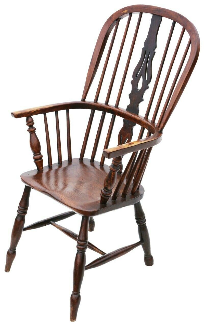 Antique Quality 19th Century Ash And Elm Windsor Chair Dining Armchair