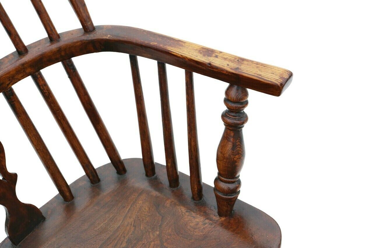 Antique Quality 19th Century Ash And Elm Windsor Chair Dining Armchair photo for sale
