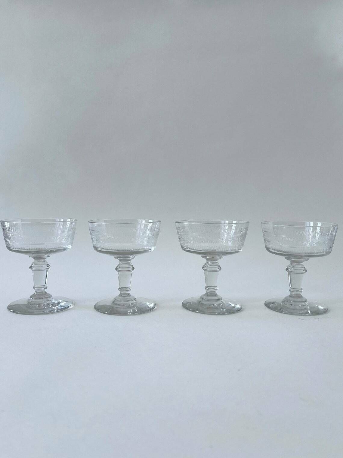 4 Vintage Champagne Glasses Gatsby Style Coupe Glasses Wedding Gift Mother's Day Gift
