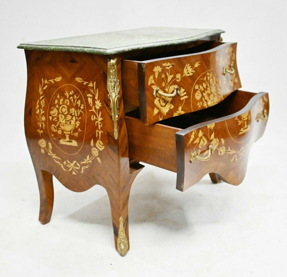 French Bombe Commode Inlay Chest Of Drawers photo vinterior