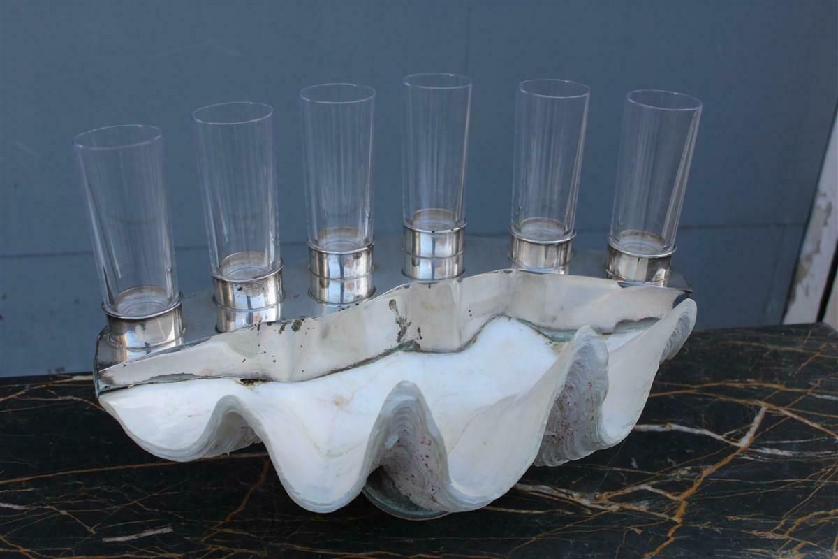 photo for sale Tridacna Shell With Champagne Glasses Oysters Gabriella Binazzi 1970