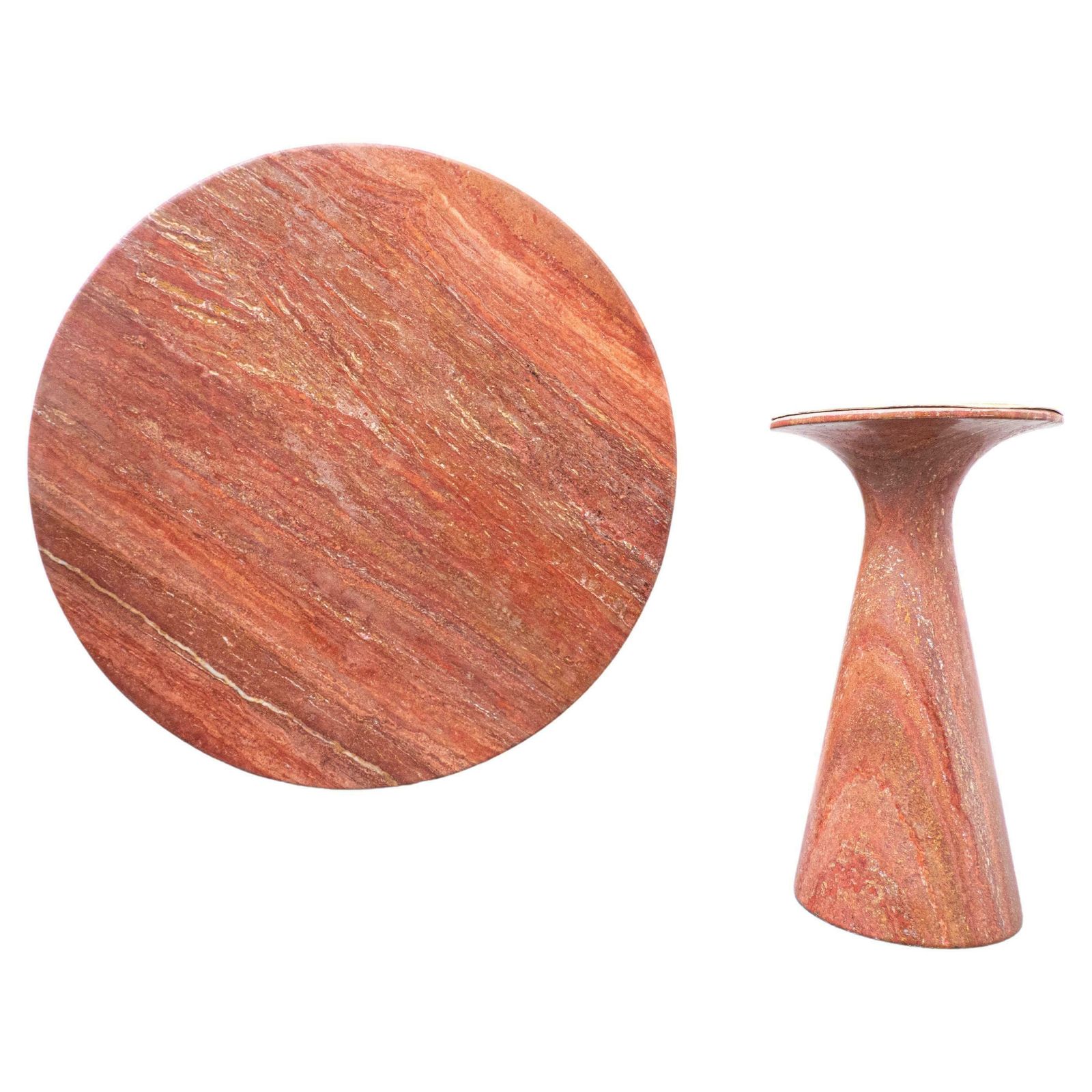 Mid Century Red Travertine Dining Table By Angelo Mangiarotti, Italy, 1970s