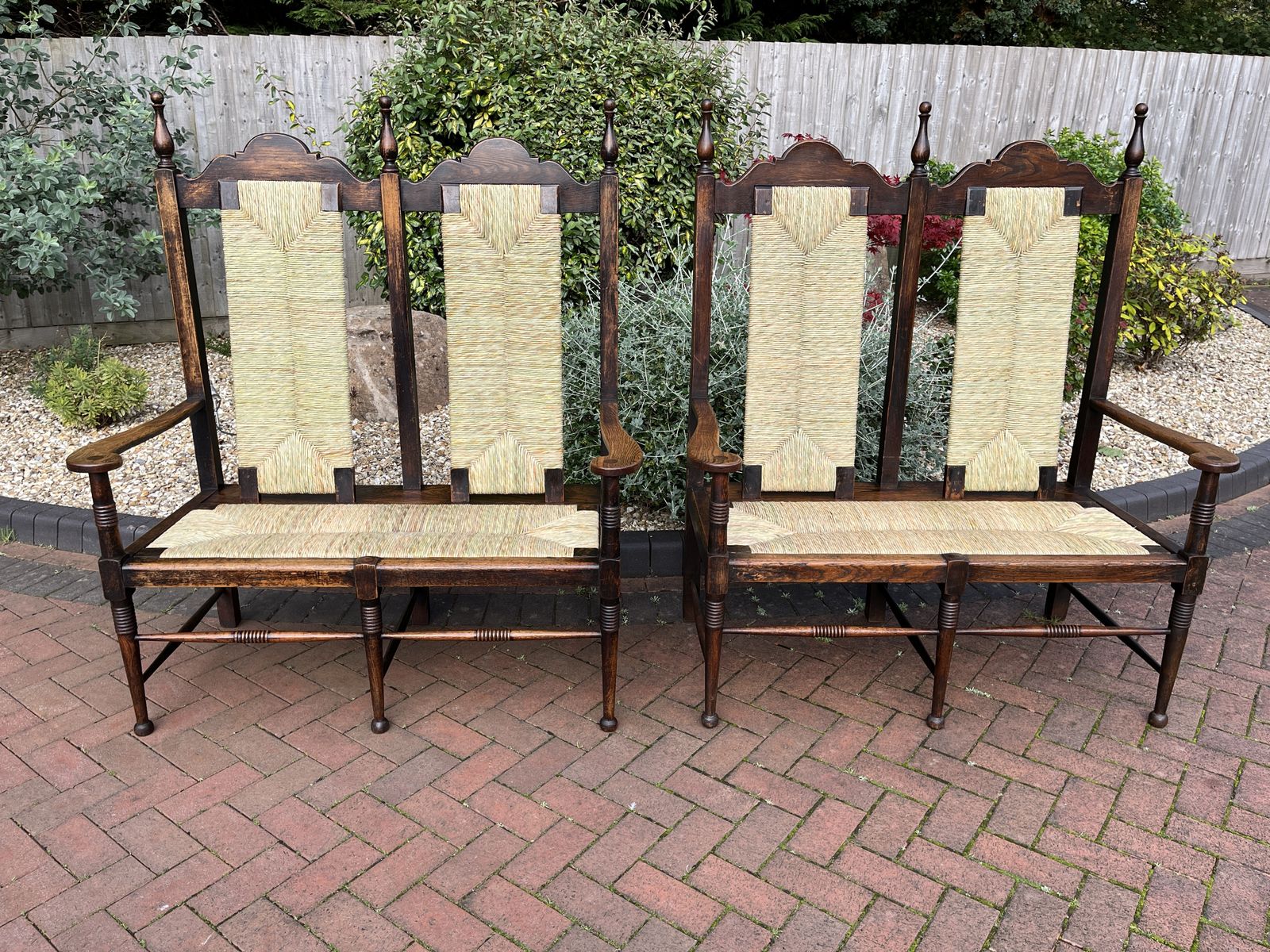Rare Pair Of William Birch Oak Settles C1895