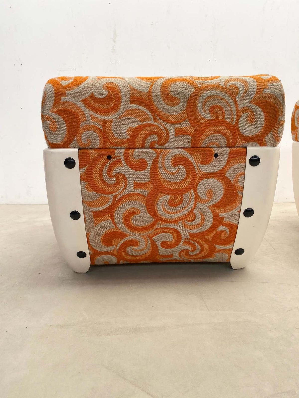 Mid Century Modern Pair Of Orange Armchairs, Italy, 1970s, Original Upholstery photo 4617.0