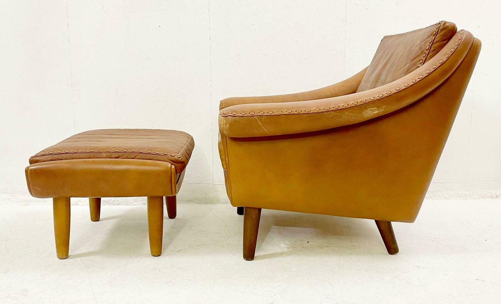 Mid Century Leather Armchair With Ottoman ''''Matador" By Aage Christiansen, 1970 photo buy