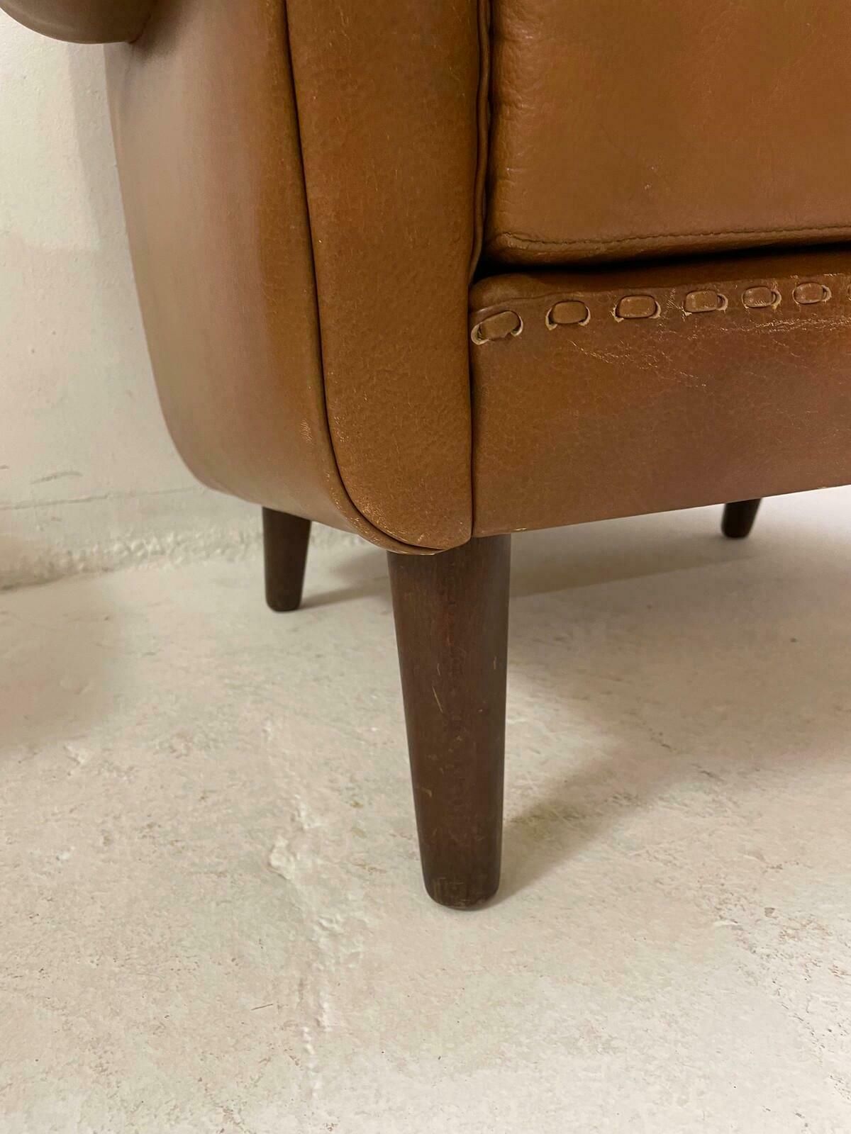Furniture Mid Century Leather Armchair With Ottoman ''''Matador" By Aage Christiansen, 1970 photo