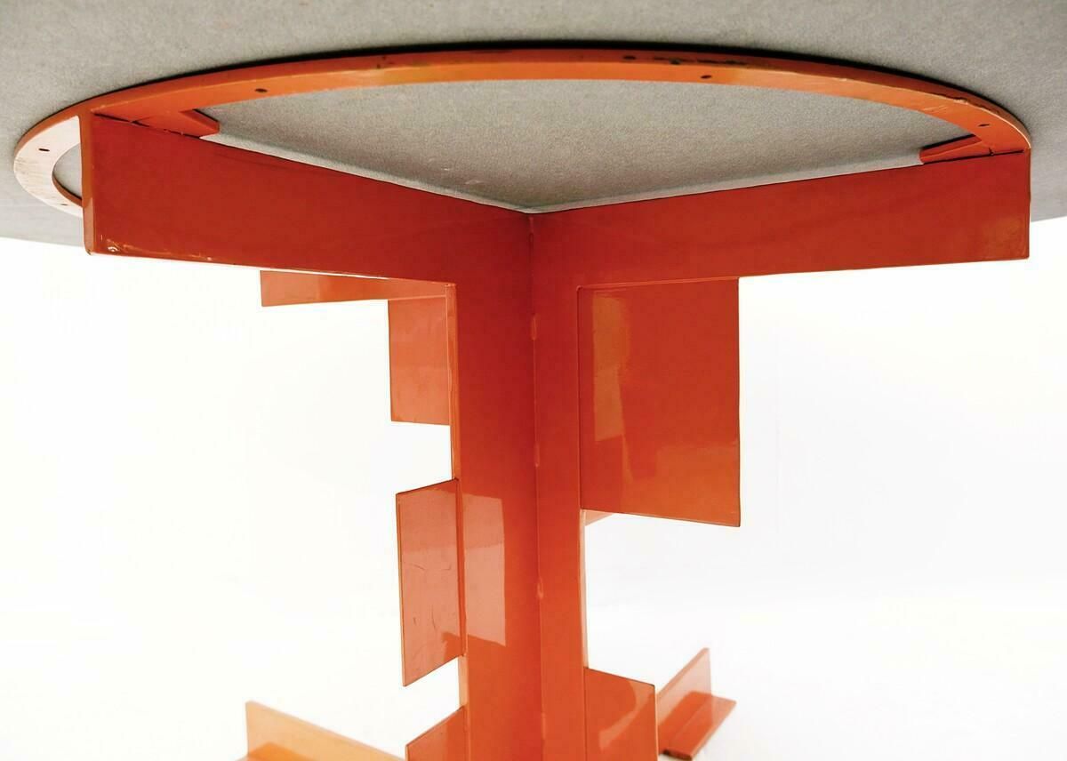Orange Dining Table By Azucena, Metal And Black Granite, Italy, 1980s photo for sale