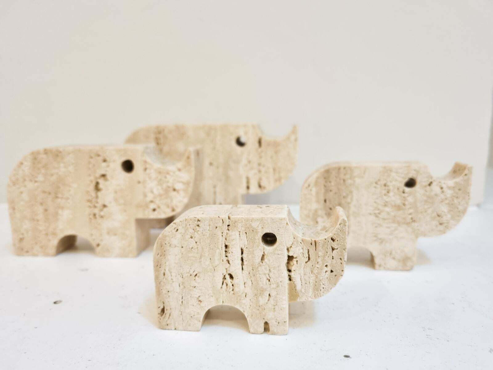 Italian Brutalist Travertine Rhinoceros Sculptures By Fratelli Mannelli, Italy, photo furniture