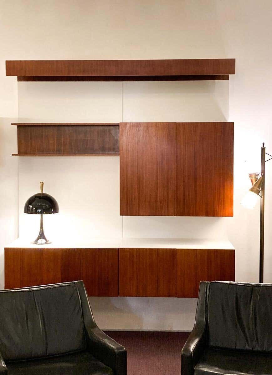 Mid Century Modern German Wall Unit, Wood, 1970s photo for sale