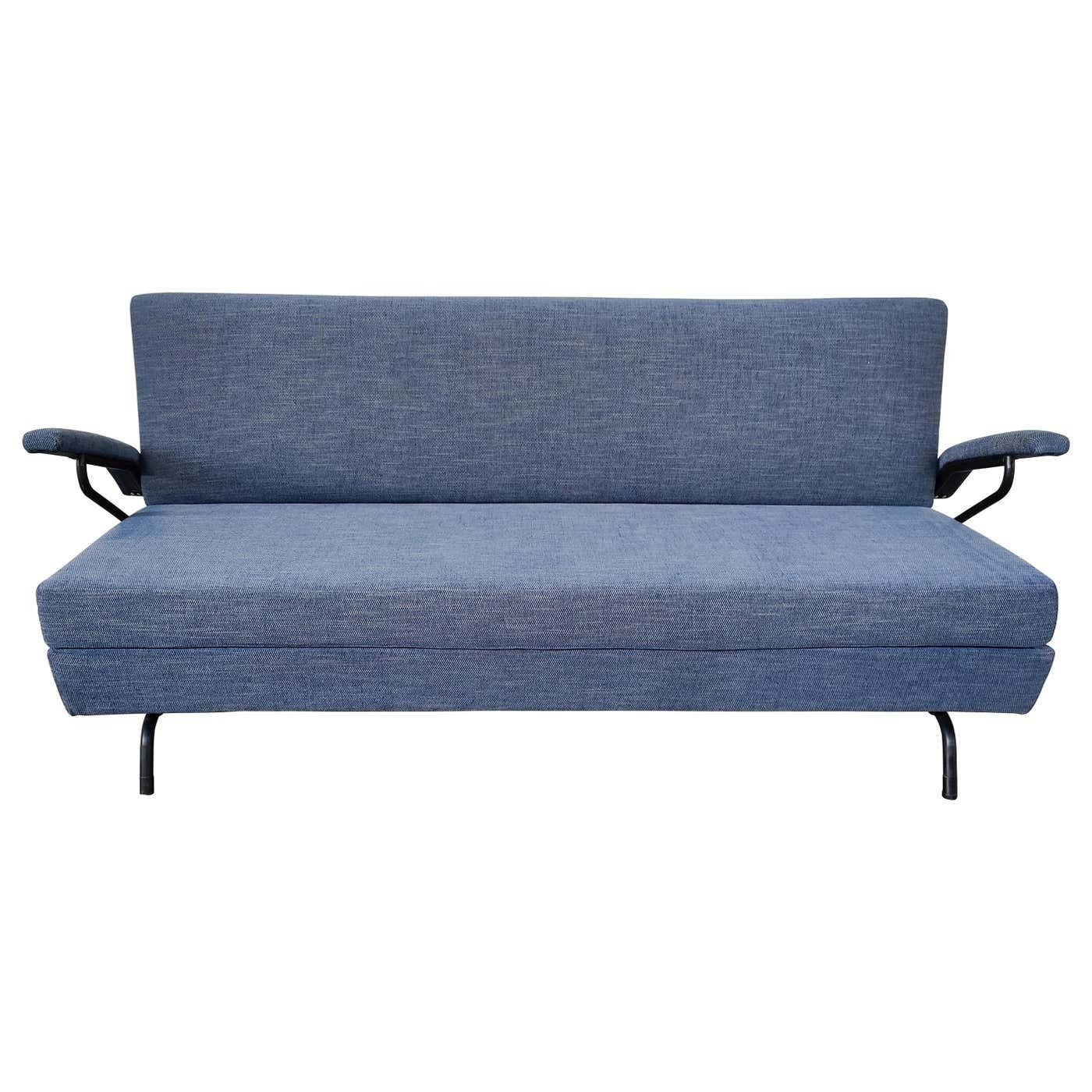 Mid Century Modern Italian Sofa Bed, 1960s   New Upholstery