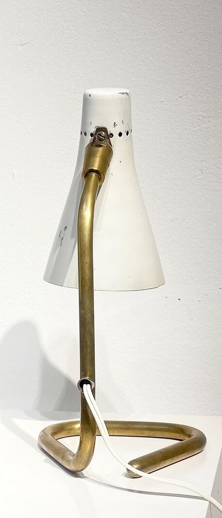 Mid Century White Brass And Metal Modular Table Lamp By Guiseppe Ostuni – Italy 1950s photo for sale