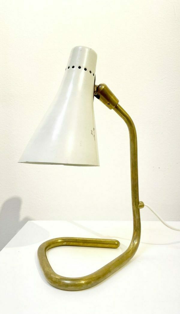 Mid Century White Brass And Metal Modular Table Lamp By Guiseppe Ostuni – Italy 1950s photo 1260.0