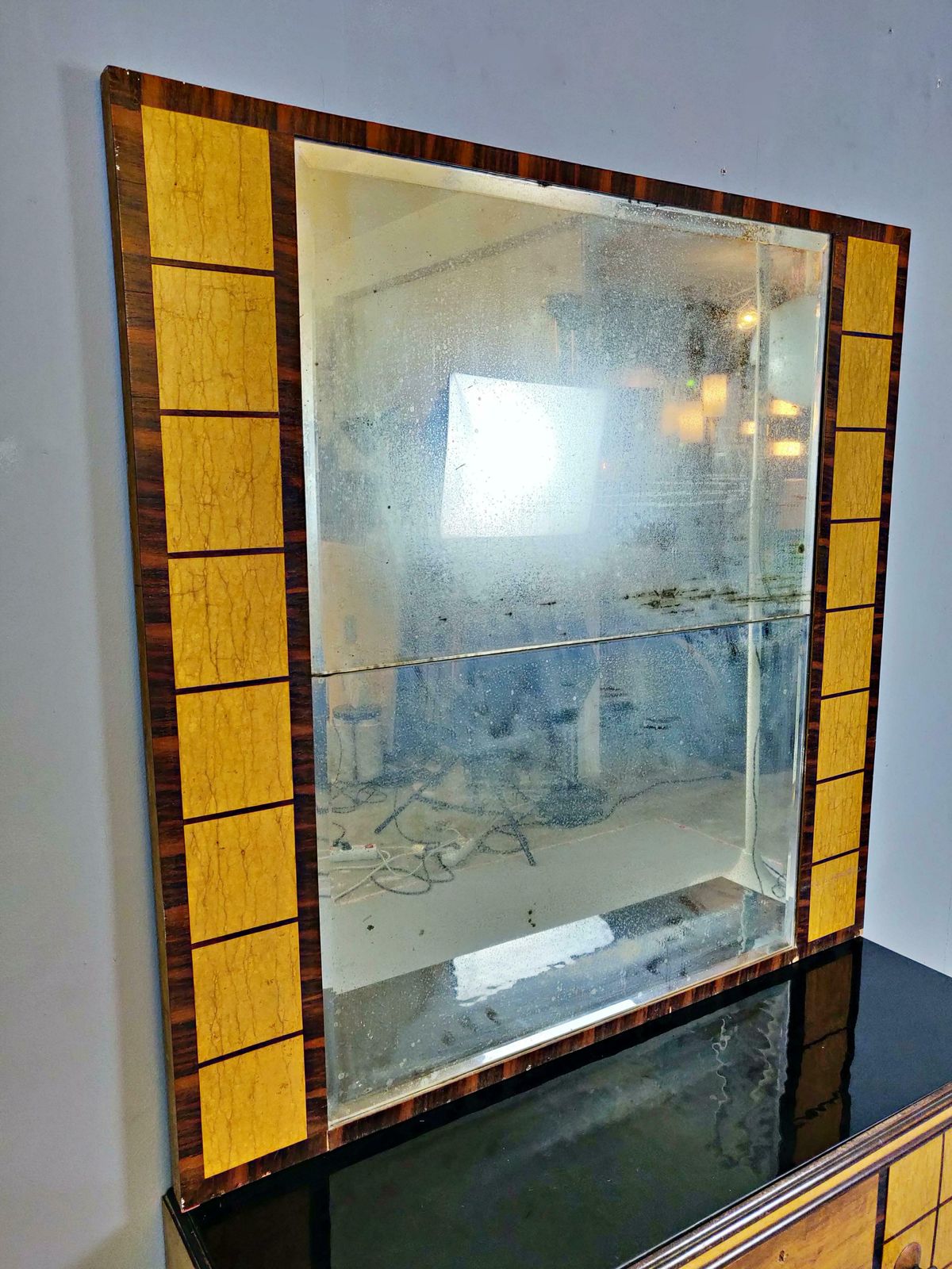 Italian Art Deco Chest Of Drawers With Standing Mirror photo furniture
