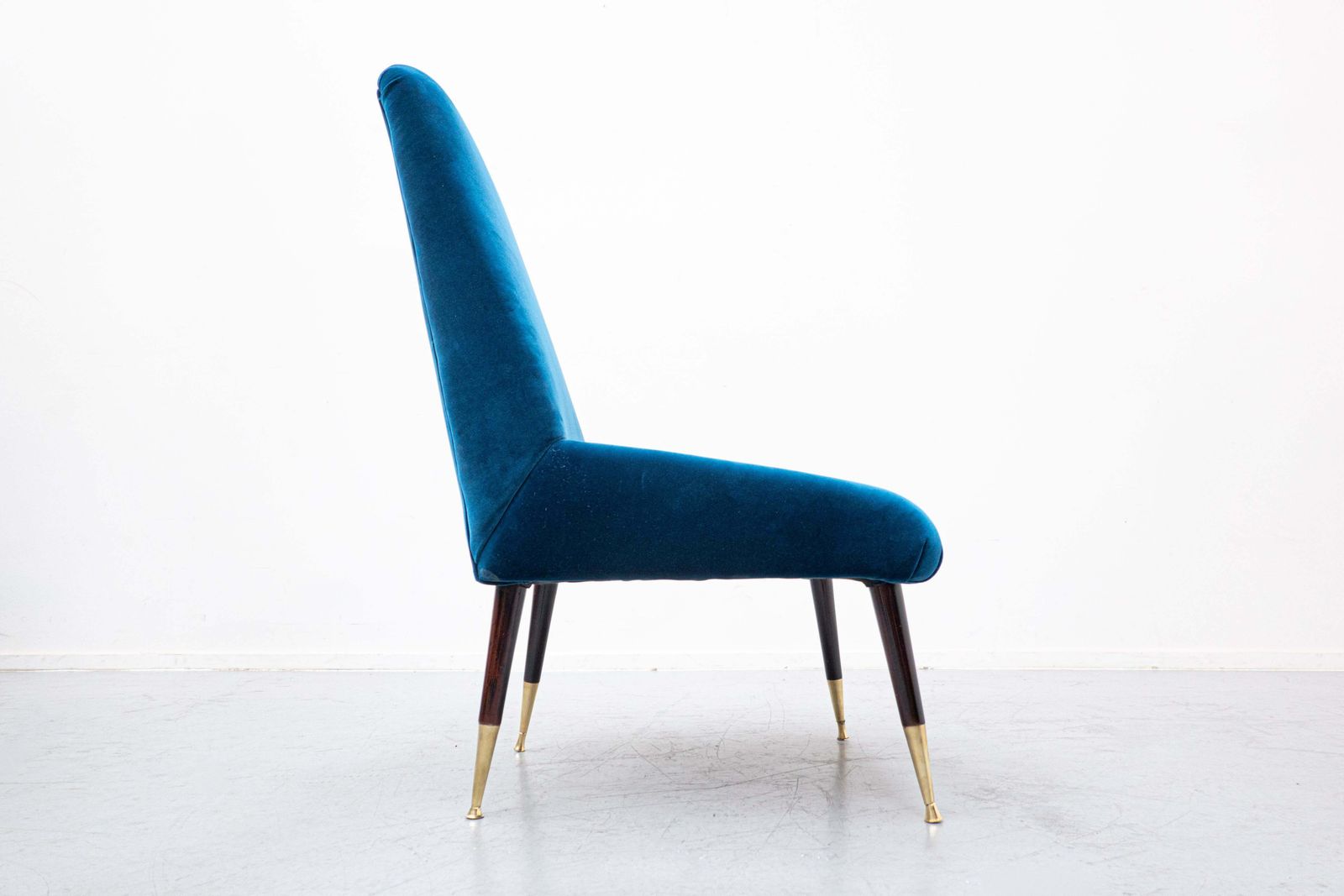 photo furniture Mid Century Modern Italian Seating Set, Blue Velvet, 1950s